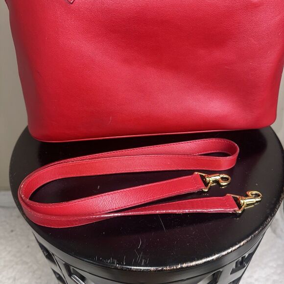 Authentic Vintage GUCCI Bamboo Red Calf Leather 2-Way Shoulder Hand Bag - Picture 6 of 13